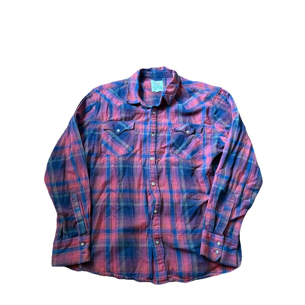 Levi’s Standard Plaid Flannel Shirt Men’s Large Red Black Red Button Up Cotton